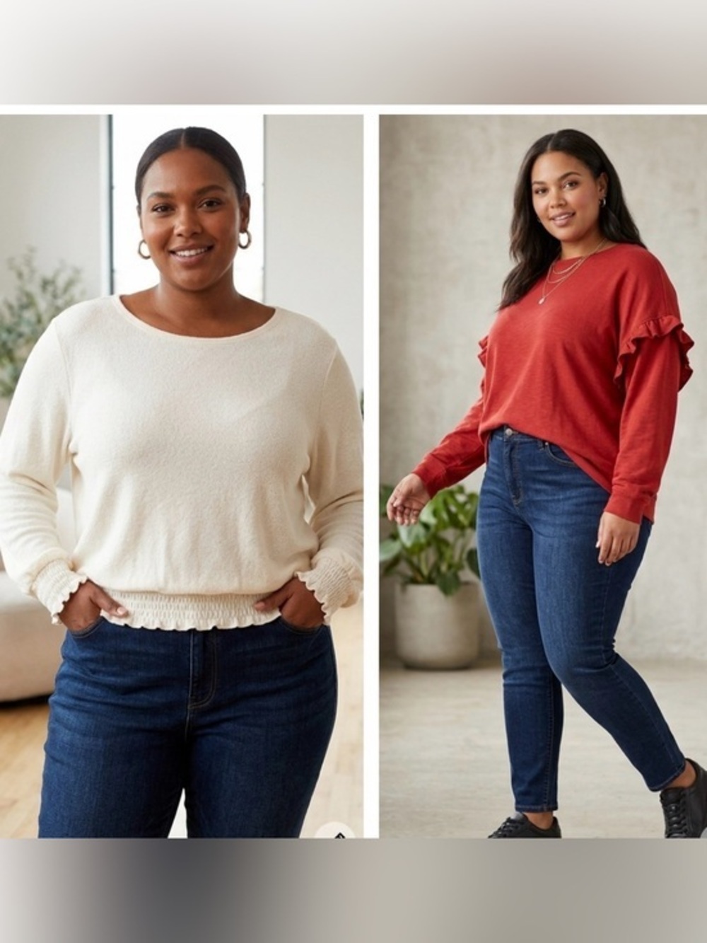 NWT Time and Tru Plus Size XXL 20 Red & White Lightweight Sweater Top Set Ruffle